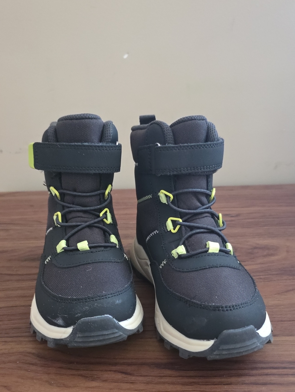Cat & Jack Black Kids' Boots with Neon Yellow Accents